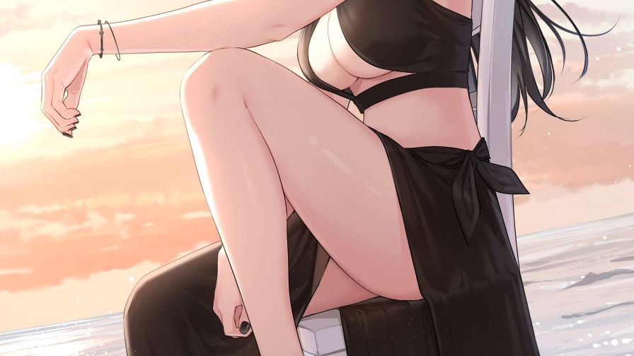 Android & iOS Anime Girl - Sunset Wallpaper